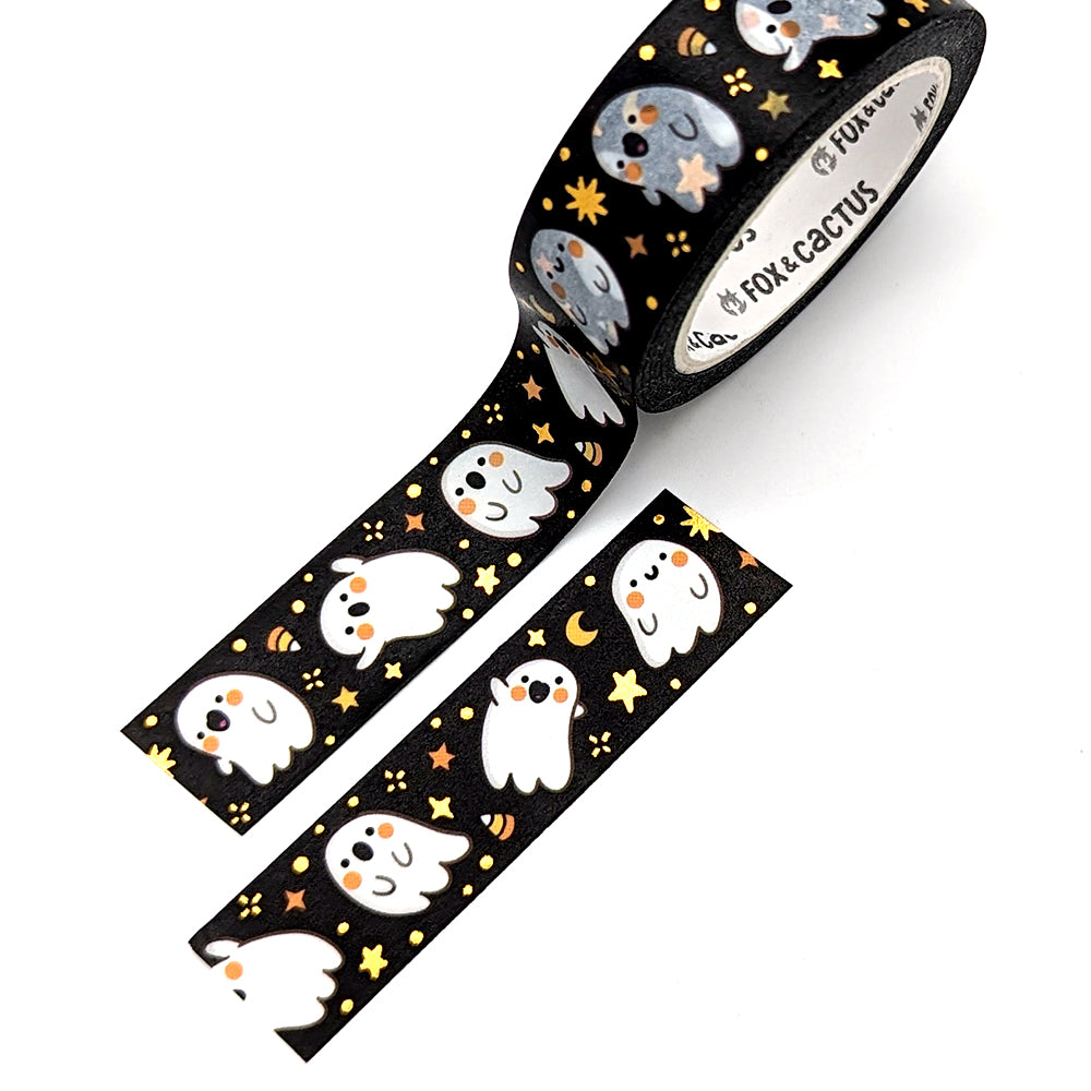 Party Ghosts (Black) Washi Tape (Gold Foil) – Fox and Cactus