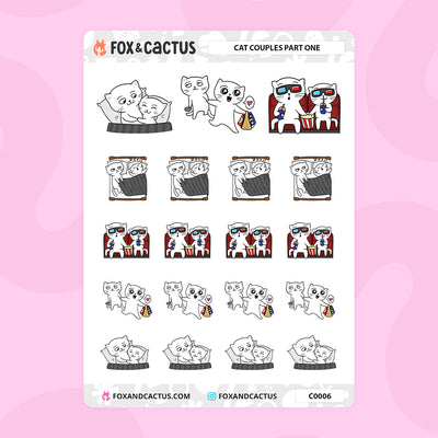 Cat Couples Part 1 Stickers by Fox and Cactus