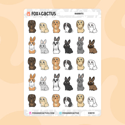 Rabbit Stickers by Fox and Cactus