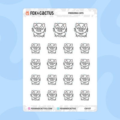 Freezing Cat Stickers by Fox and Cactus