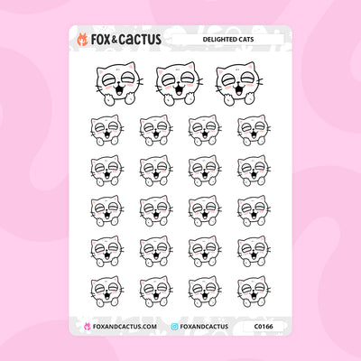 Delighted Cat Stickers by Fox and Cactus