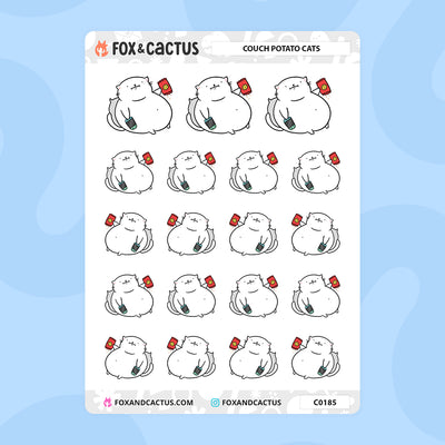 Couch Potato Cat Stickers by Fox and Cactus