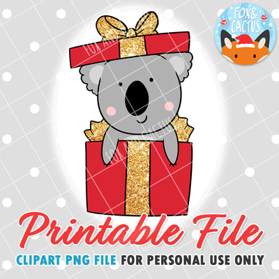 Christmas Koala (DIGITAL DOWNLOAD) - Printable/Clipart File - Personal Use Only by Fox and Cactus