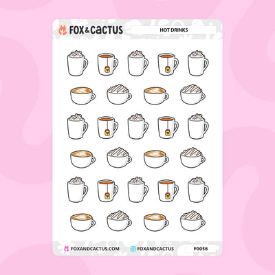 Hot Drink Stickers by Fox and Cactus