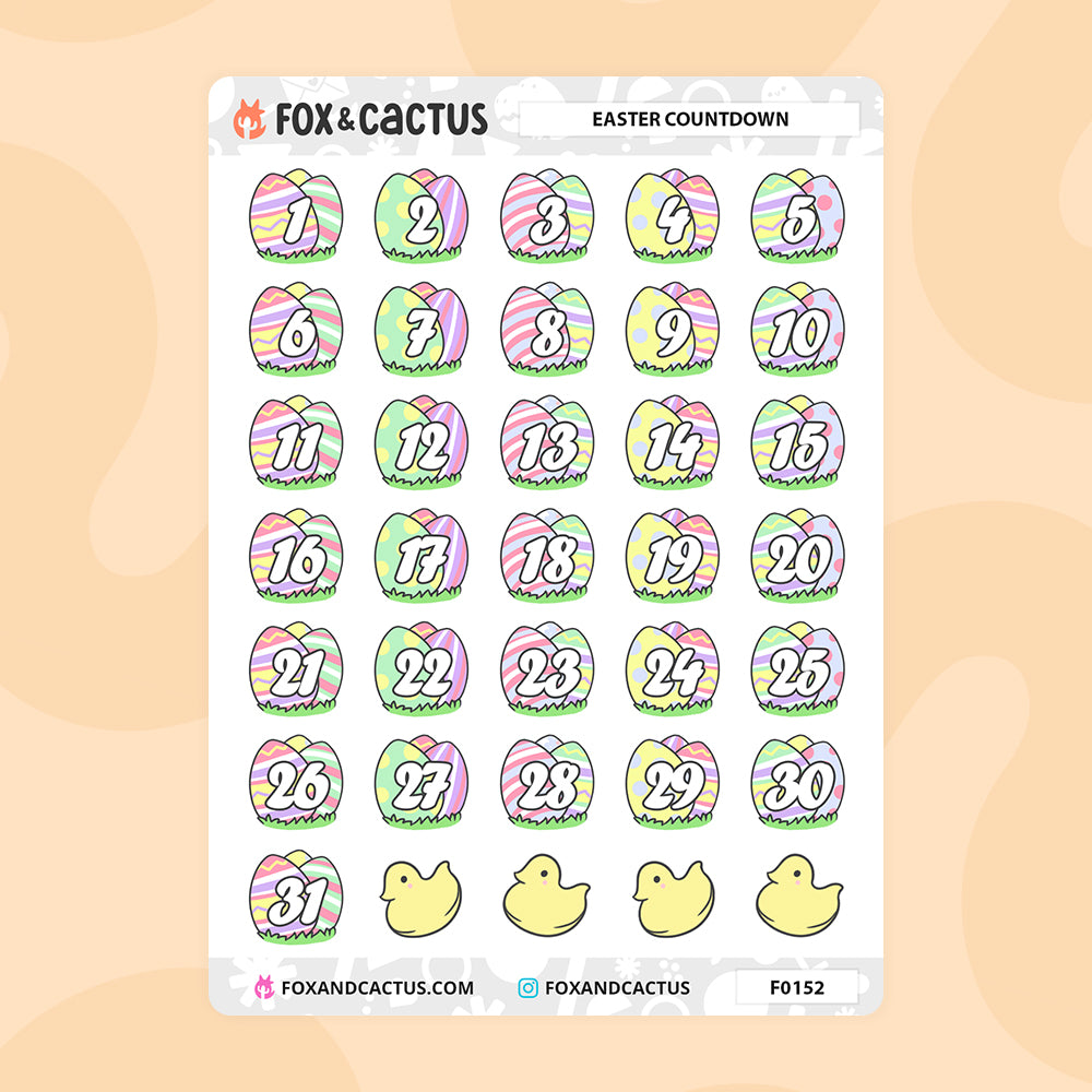 Easter Countdown Stickers – Fox and Cactus