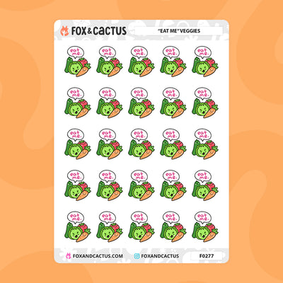 "Eat Me" Veggies Stickers by Fox and Cactus