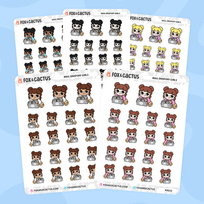 Mail Dropoff Kawaii Girl Stickers by Fox and Cactus