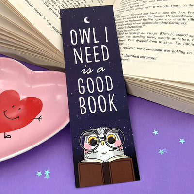 Owl I Need is a Good Book Bookmark by Fox and Cactus