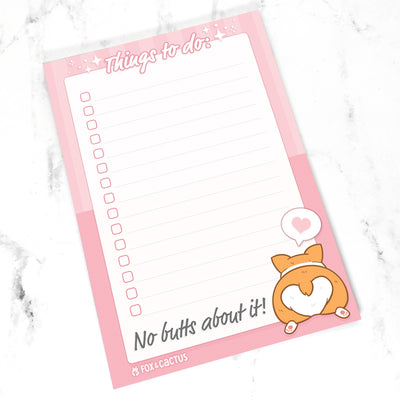 Cute stationery featuring an adorable corgi booty! This A6 notepad is perfect for all things you need to do, no butts about it!