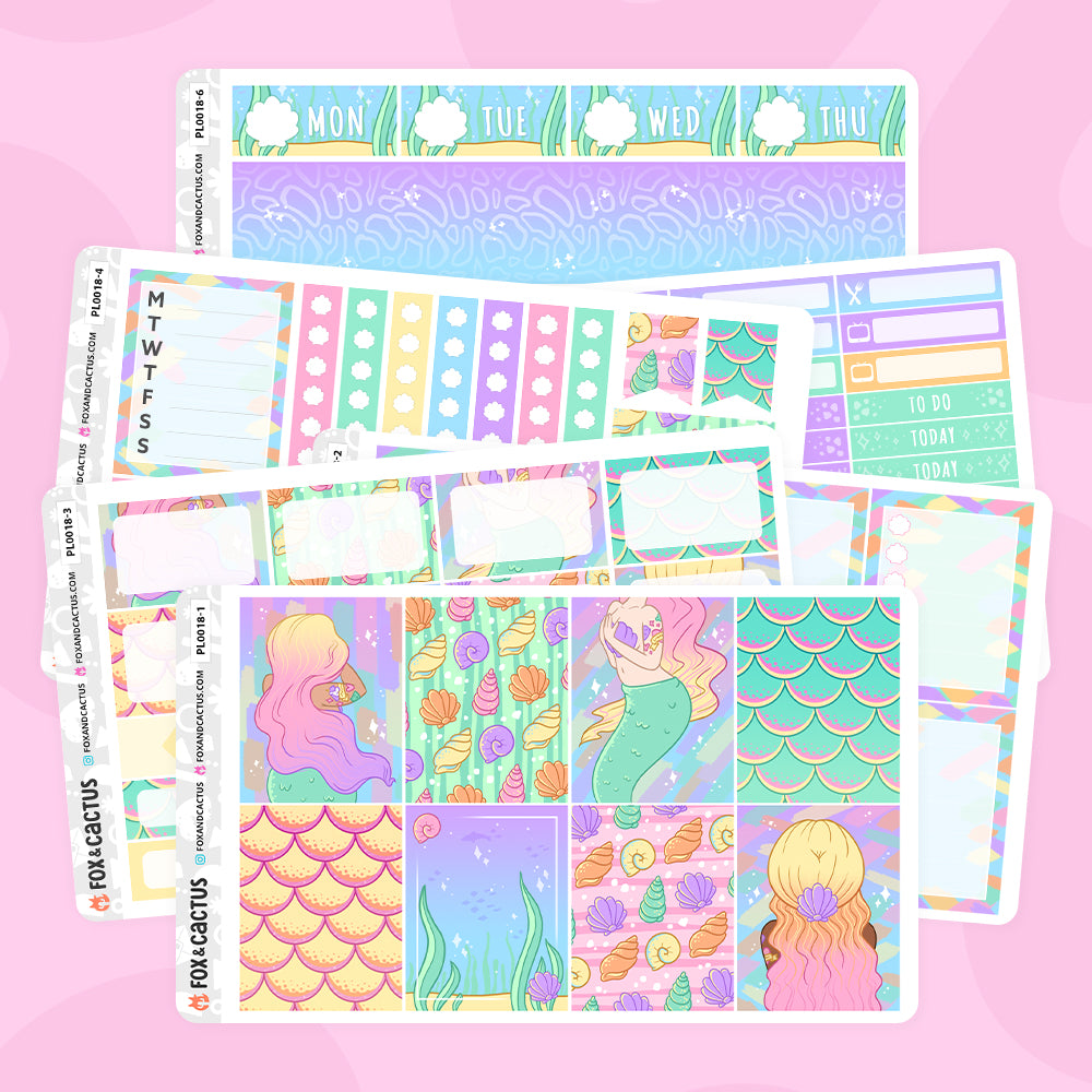 Merbabes Vertical Planner Weekly Kit Stickers by Fox and Cactus