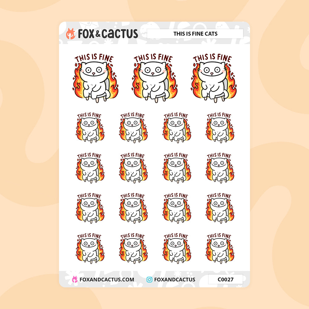 This Is Fine Cat Stickers