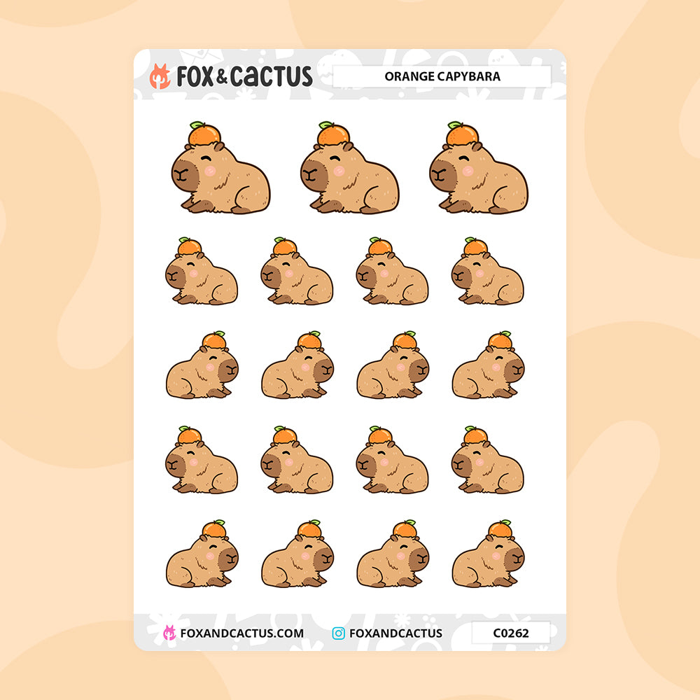 Orange Capybara Stickers