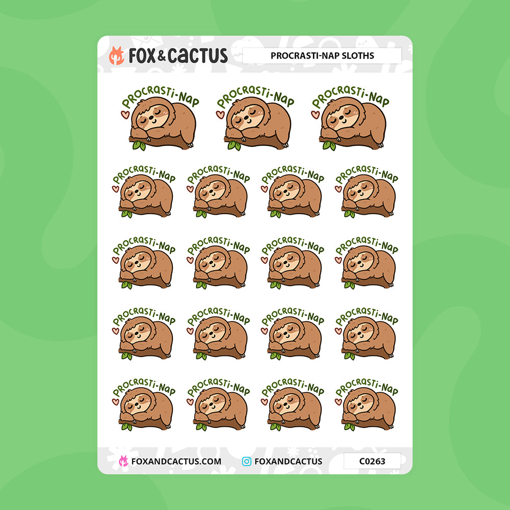 Procrasti-nap Sloth Stickers
