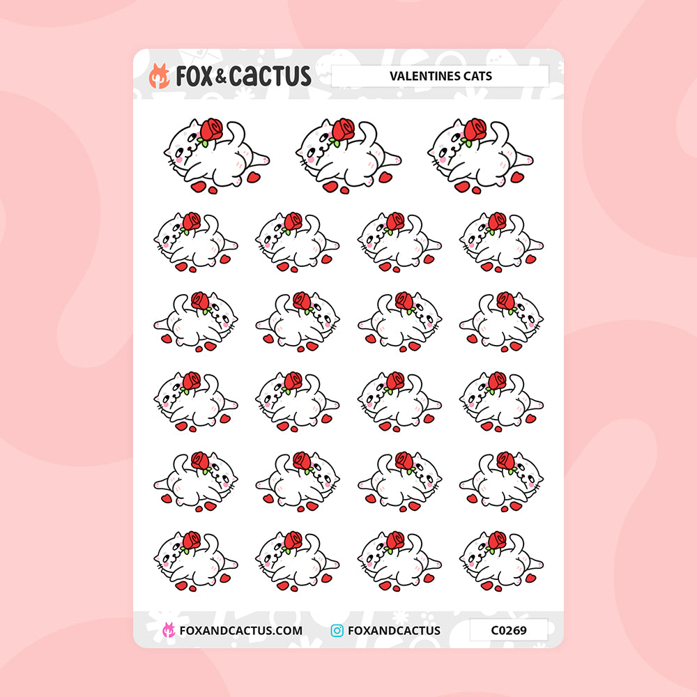 Valentines Cat Stickers