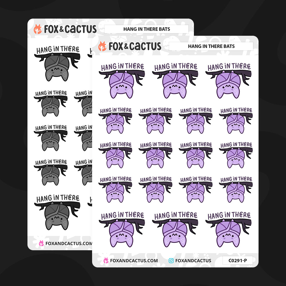Hang in There Bat Stickers