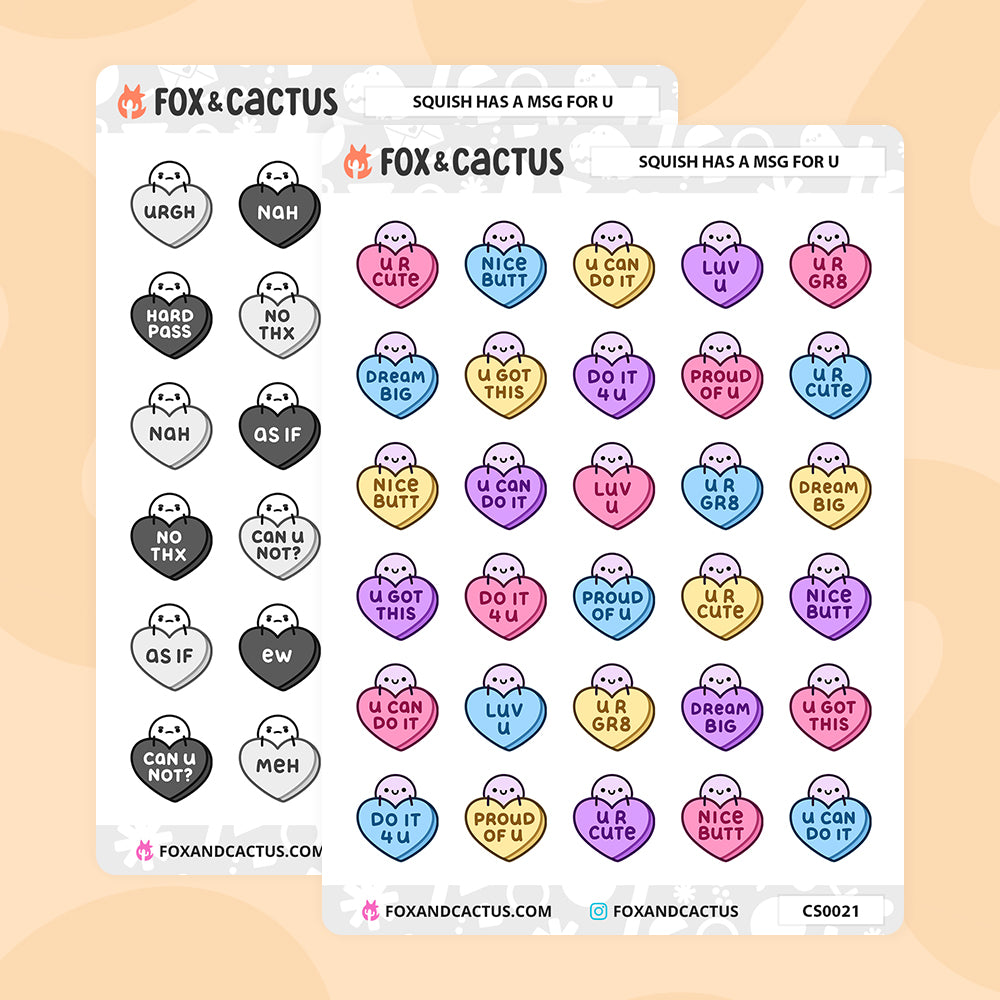 Candy Heart Squish Stickers