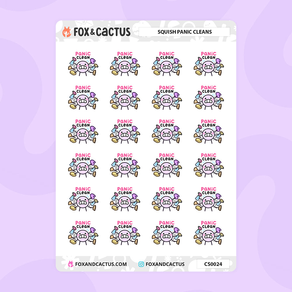 Panic Cleaning Squish Stickers