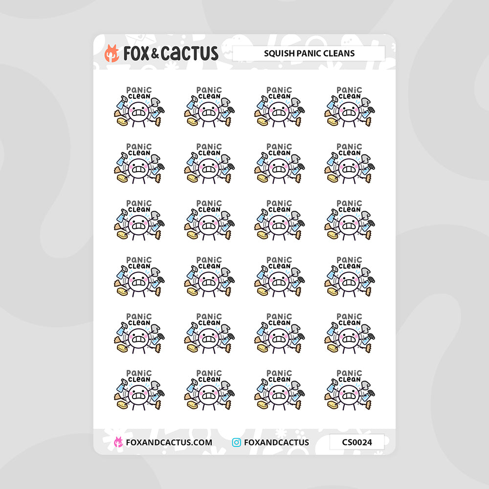 Panic Cleaning Squish Stickers