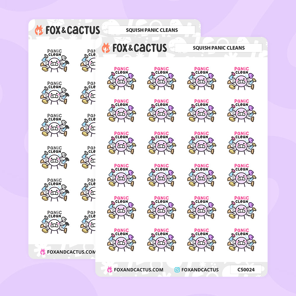 Panic Cleaning Squish Stickers