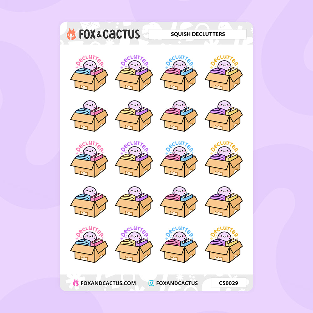 Clutter Stickers Declutter Squish Stickers – Fox and Cactus