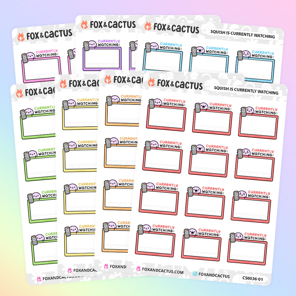 LIMITED Currently Watching Squish (Classic Rainbow) Stickers