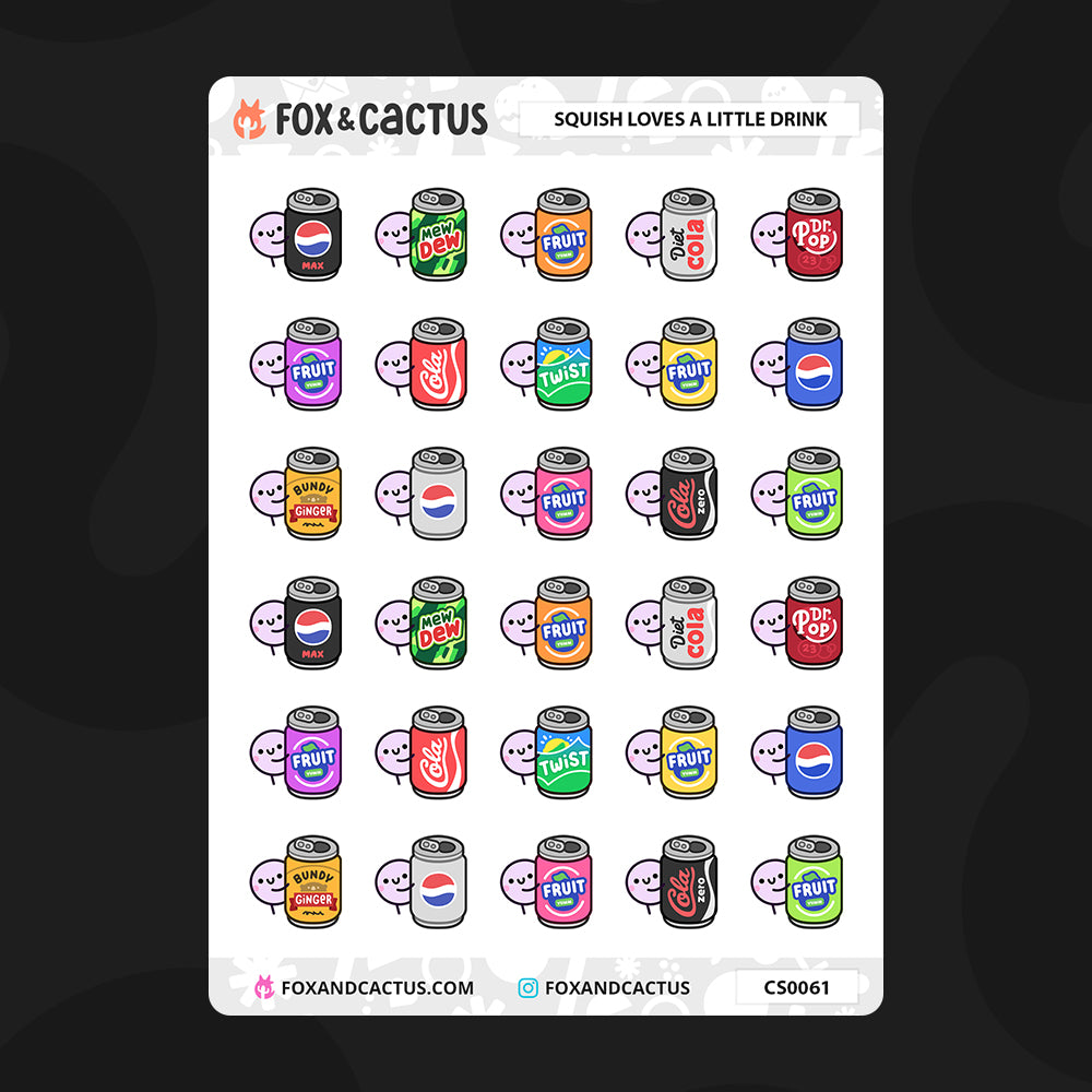 Soft Drink Can Squish Stickers