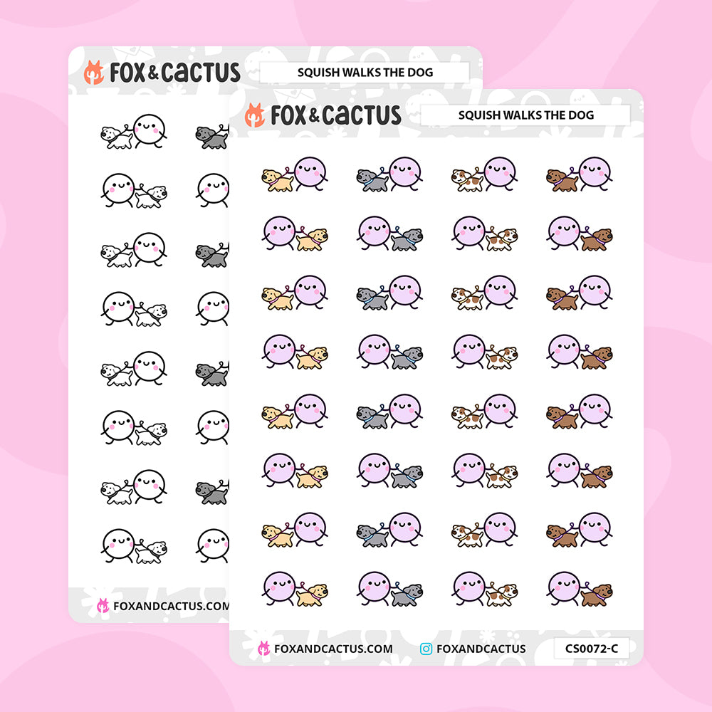 Dog Walking Squish Stickers