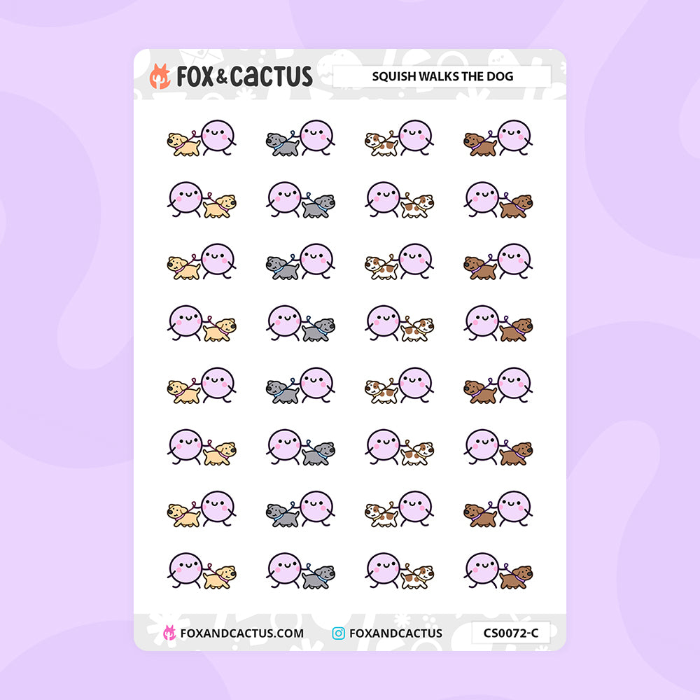 Dog Walking Squish Stickers