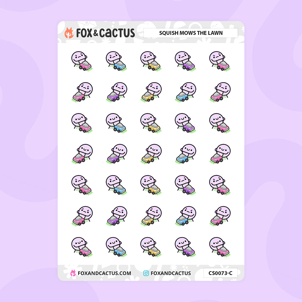 Lawn Mowing Squish Stickers