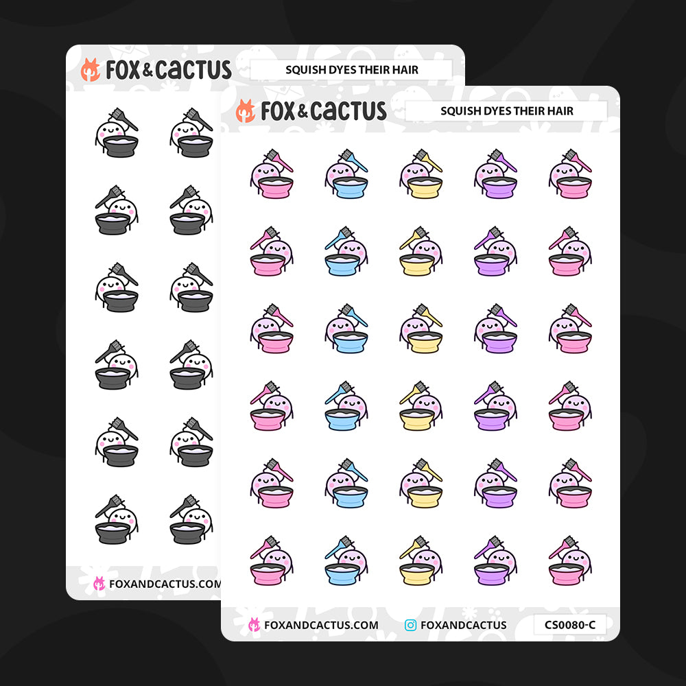 Hair Dye Squish Stickers