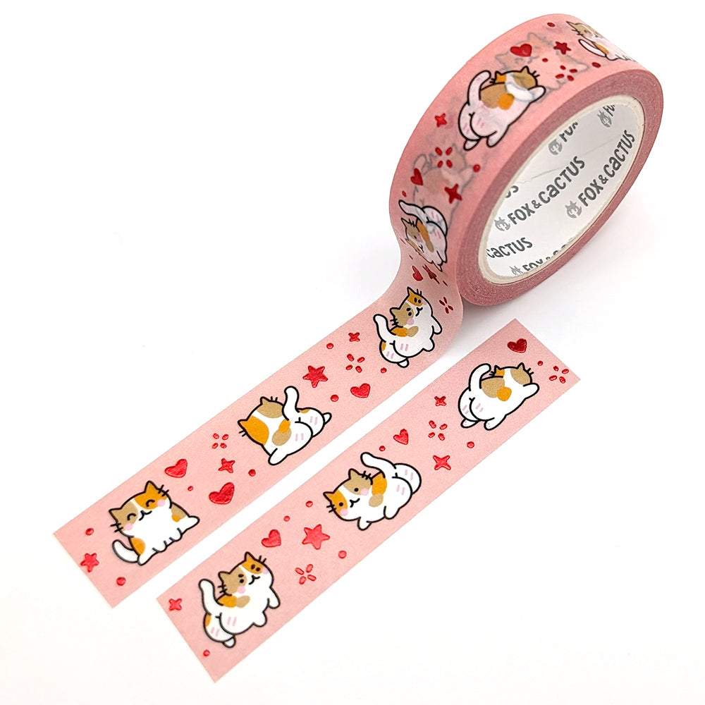 Cat Booties Washi Tape (Red Foil)