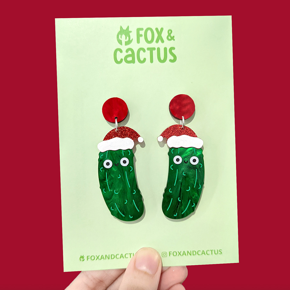 Christmas Pickle (Marble) Dangle Earrings