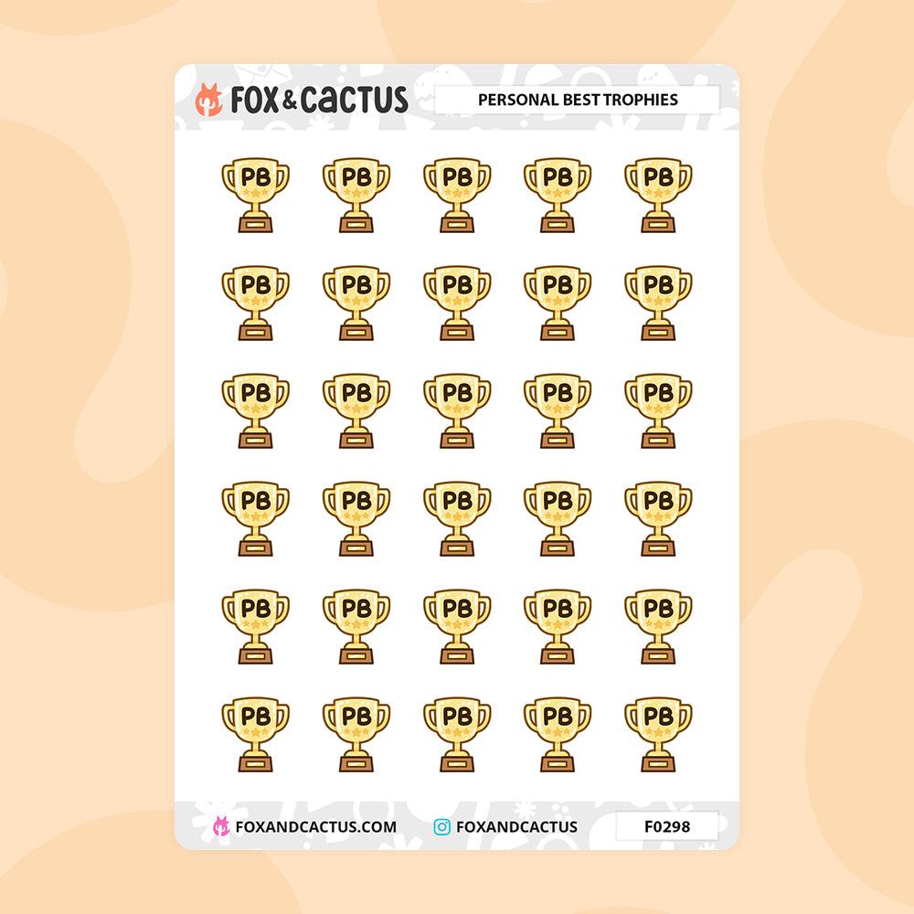 Trophy Box Sticker Personal Best Trophy Stickers – Fox and Cactus