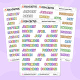 Small Monthly Word Stickers