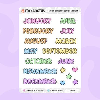 Small Monthly Word Stickers