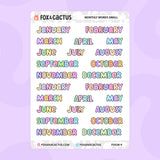 Small Monthly Word Stickers