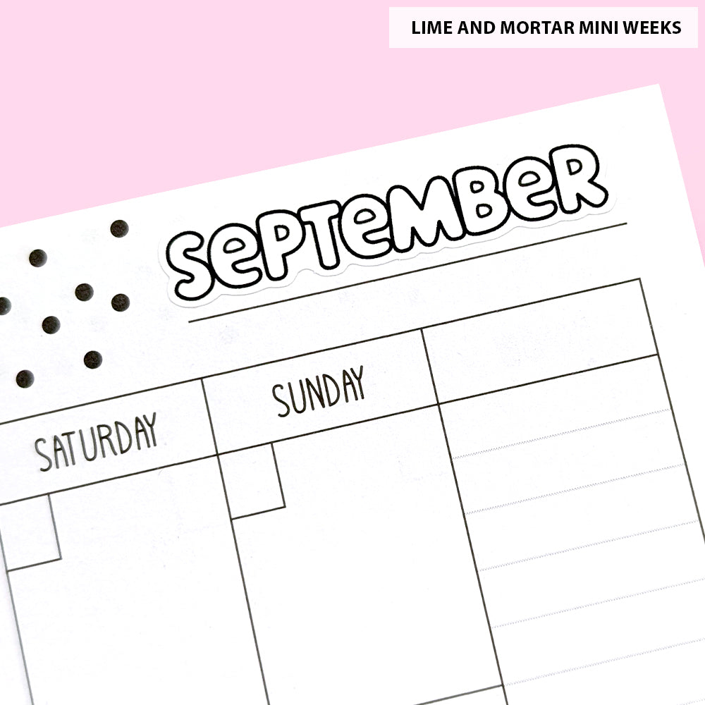 Small Monthly Word Stickers