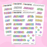 Medium Squish Monthly Word Stickers