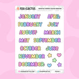 Medium Squish Monthly Word Stickers