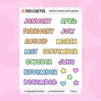 Medium Squish Monthly Word Stickers
