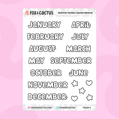 Medium Squish Monthly Word Stickers