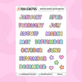 Medium Squish Monthly Word Stickers