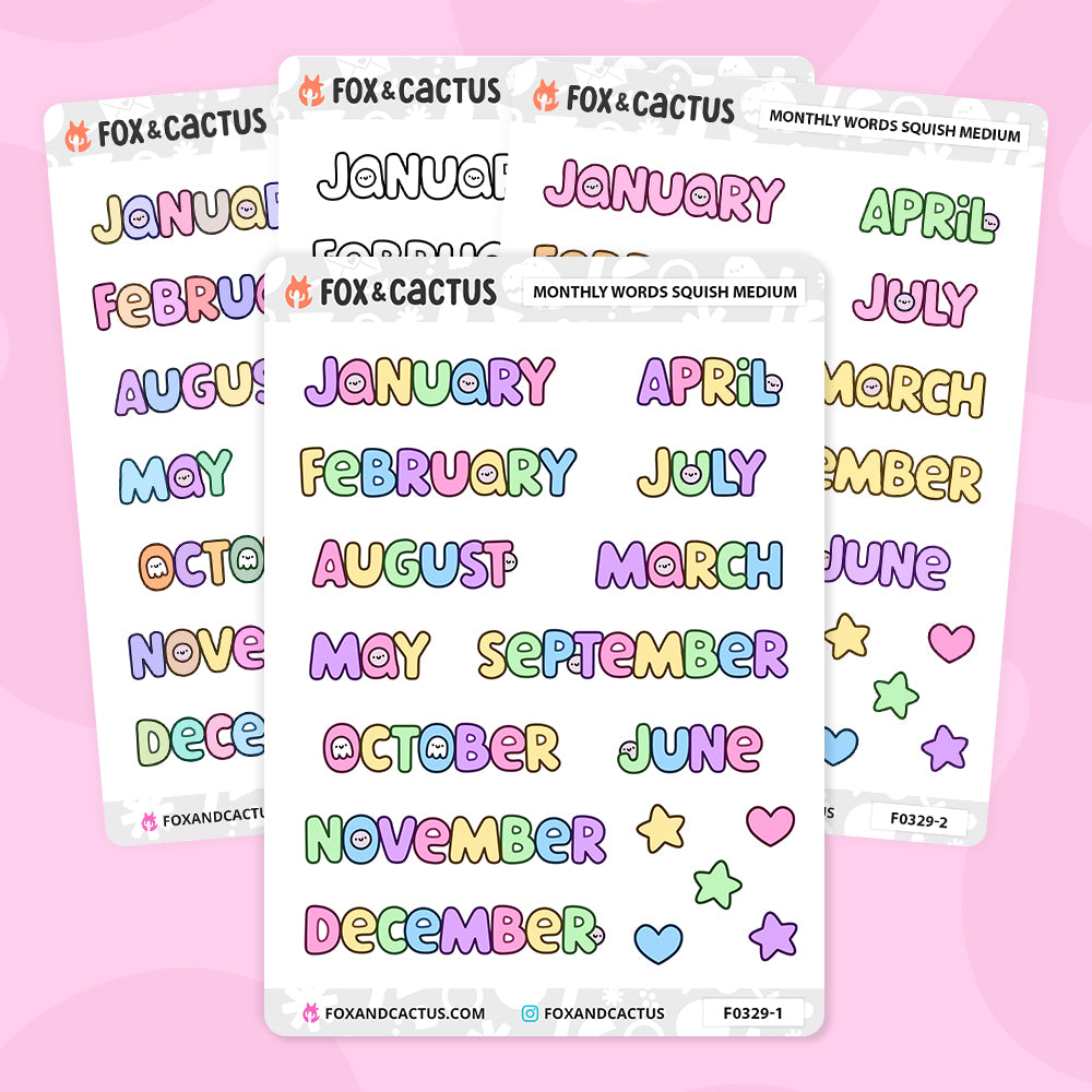 Medium Squish Monthly Word Stickers