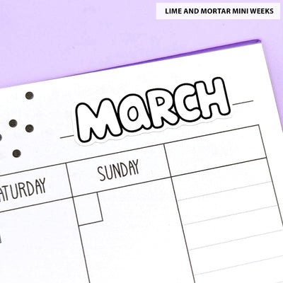 Medium Squish Monthly Word Stickers