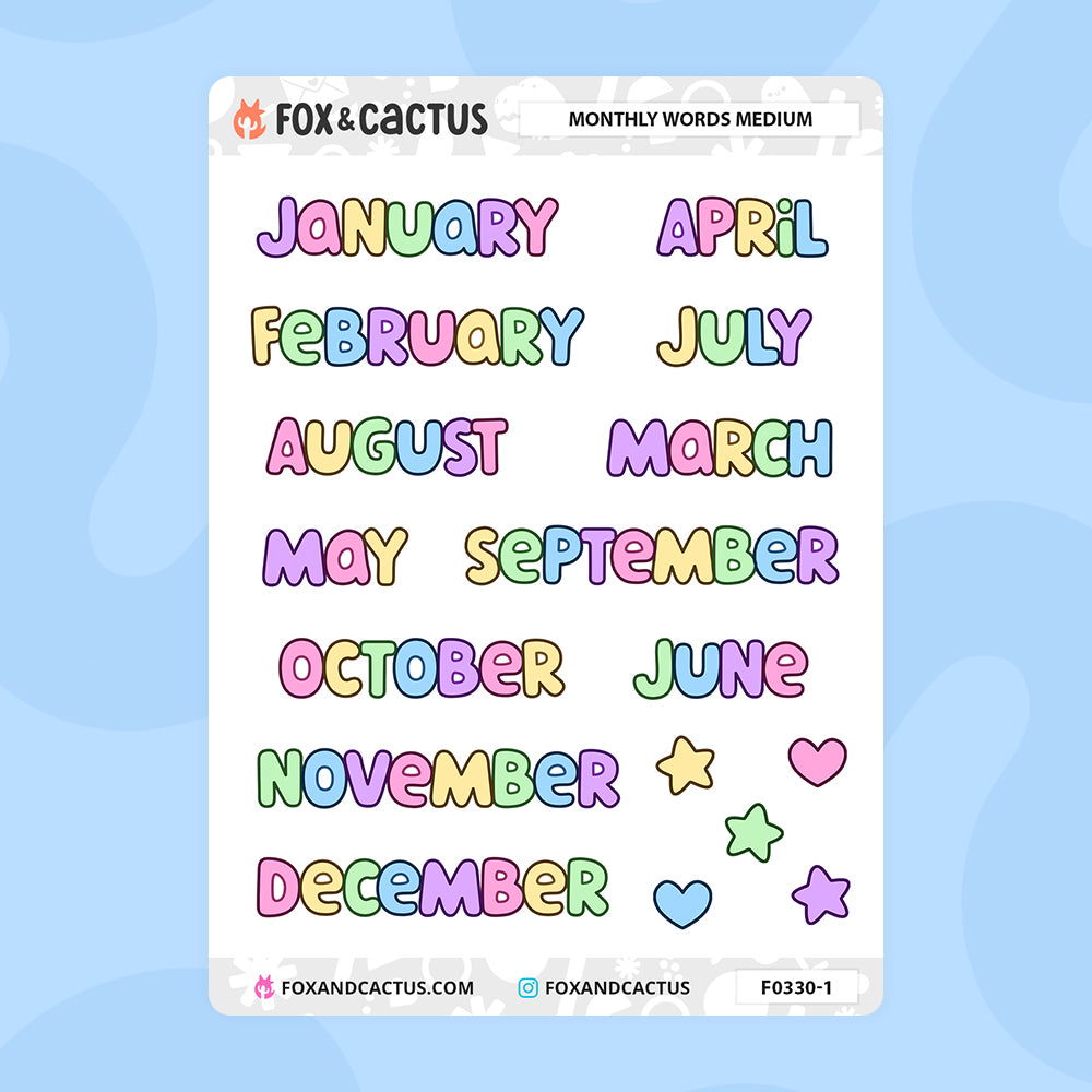Medium Monthly Word Stickers