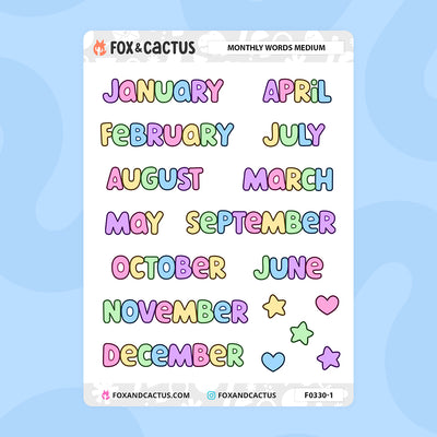 Medium Monthly Word Stickers