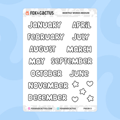 Medium Monthly Word Stickers