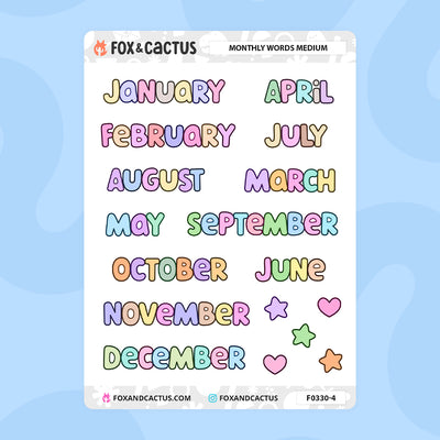 Medium Monthly Word Stickers