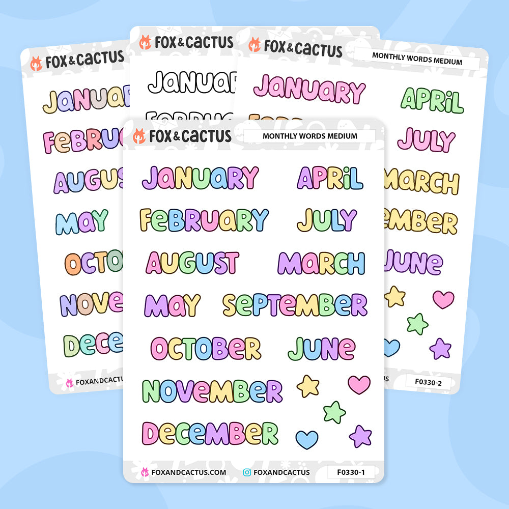 Medium Monthly Word Stickers