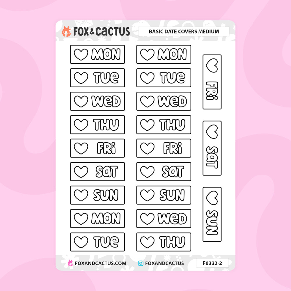 Basic Date Cover (Medium) Stickers
